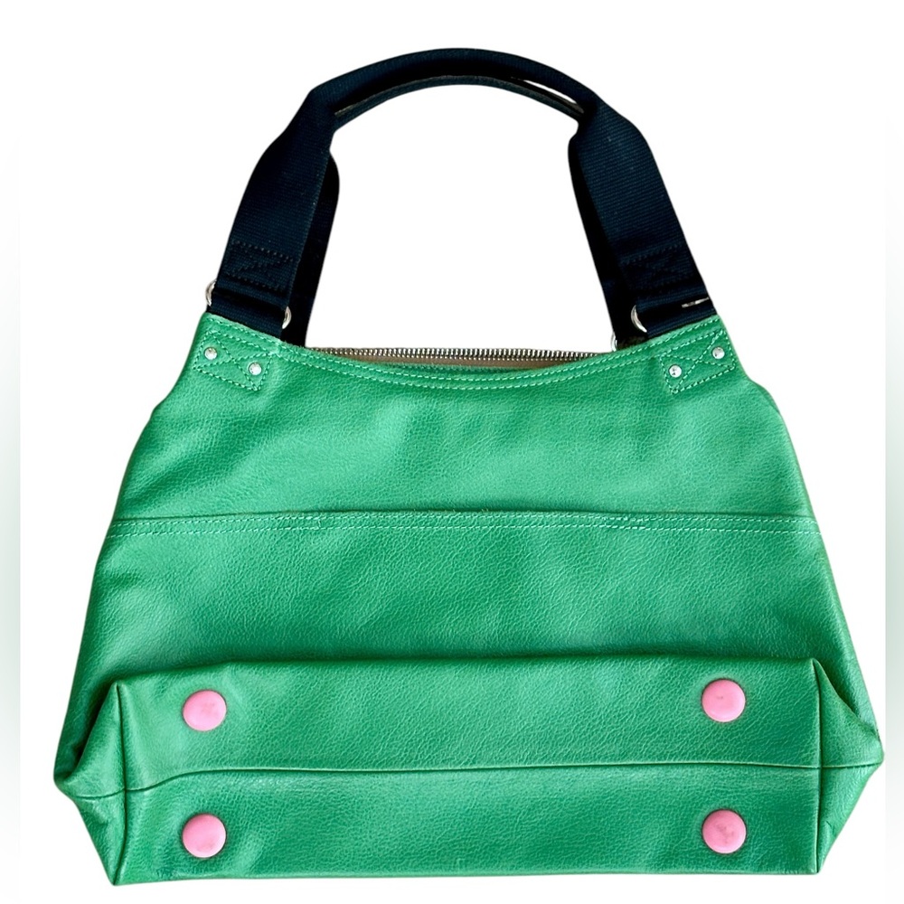 Orla Kiely Green Leather Embossed Flower Shoulder Bag NWOT